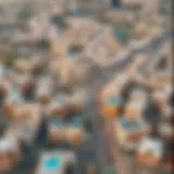Aerial view of Al Falah showcasing its residential and commercial developments