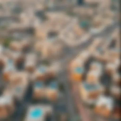 Aerial view of Al Falah showcasing its residential and commercial developments