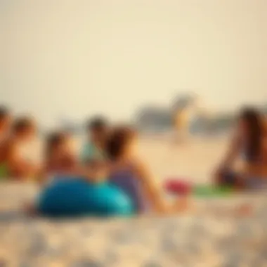 Families enjoying recreational activities on the beach
