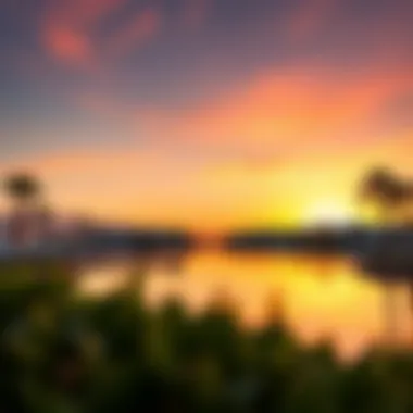 A picturesque sunset over the serene lagoons, illustrating the tranquil lifestyle offered by Damac Lagoons Marbella.