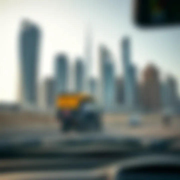 A delivery driver navigating through Dubai's skyline