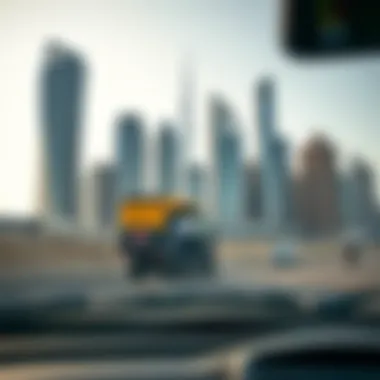 Navigating the Urban Landscape of Dubai A delivery driver navigating through Dubai's skyline