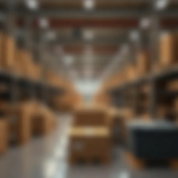 An overview of a delivery service hub with packages ready for dispatch