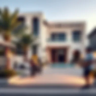 A modern villa in Dubai with delivery services prominently featured