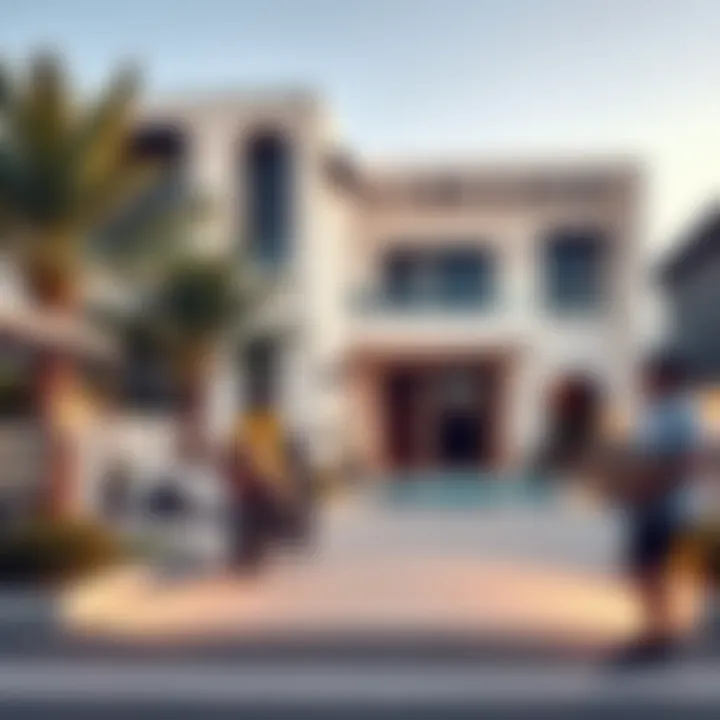 A modern villa in Dubai with delivery services prominently featured