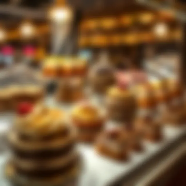 A dessert display featuring exquisite sweets and pastries