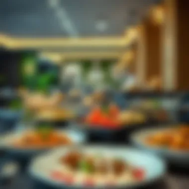 Savoring Local Delicacies Vibrant local dishes displayed in a stylish restaurant