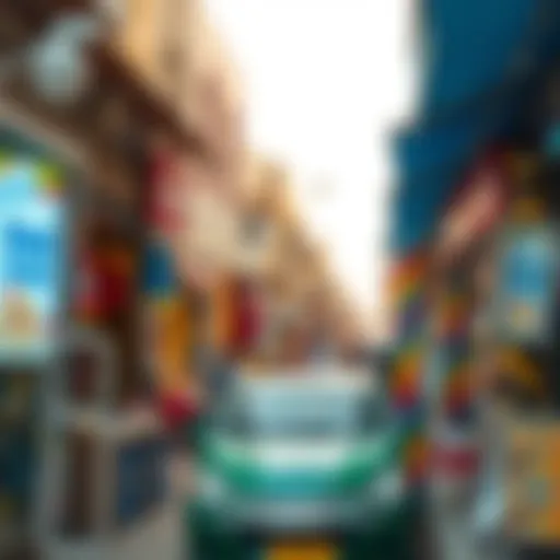 A vibrant street scene in Naif Market showcasing local shops.