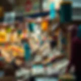 Vibrant market scene showcasing local products