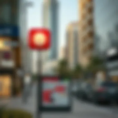 Convenient Transport Access to Shopping Areas in Dubai Public transport sign near shopping district