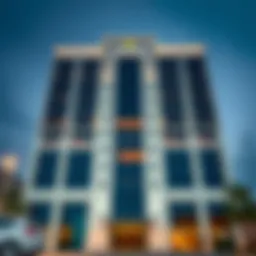 Stunning view of Al Maskan Building architecture in Karama, Dubai