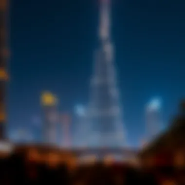 Illuminated Burj Jumeirah at Night Night view of Burj Jumeirah illuminated against the Dubai skyline