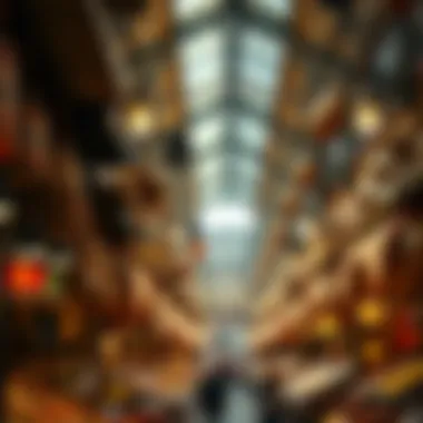 Intricate details of the interior stalls inside Central Market