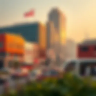 Vibrant commercial district highlighting business opportunities