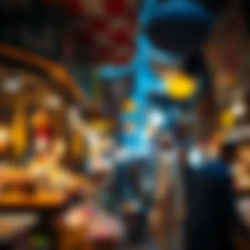 A bustling market scene showcasing the vibrant culture of Deira Muteena.