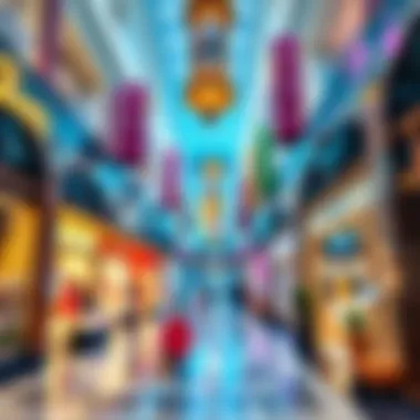 Vibrant interior of DFC Mall with diverse retail offerings