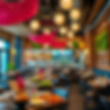 International Cuisine at Dubai Mall A colorful array of international dishes represented at a casual dining venue.