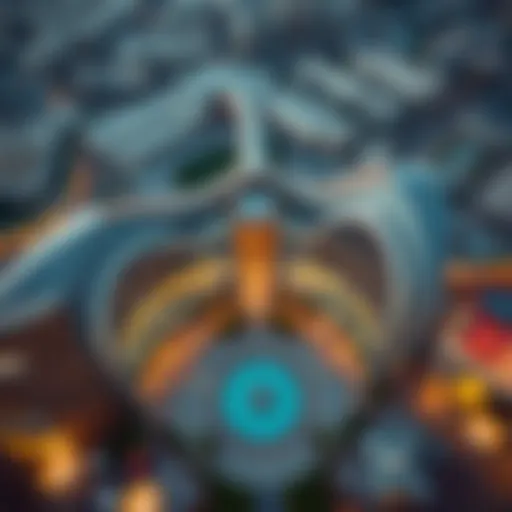 Aerial view of Dragon Mall showcasing its unique design