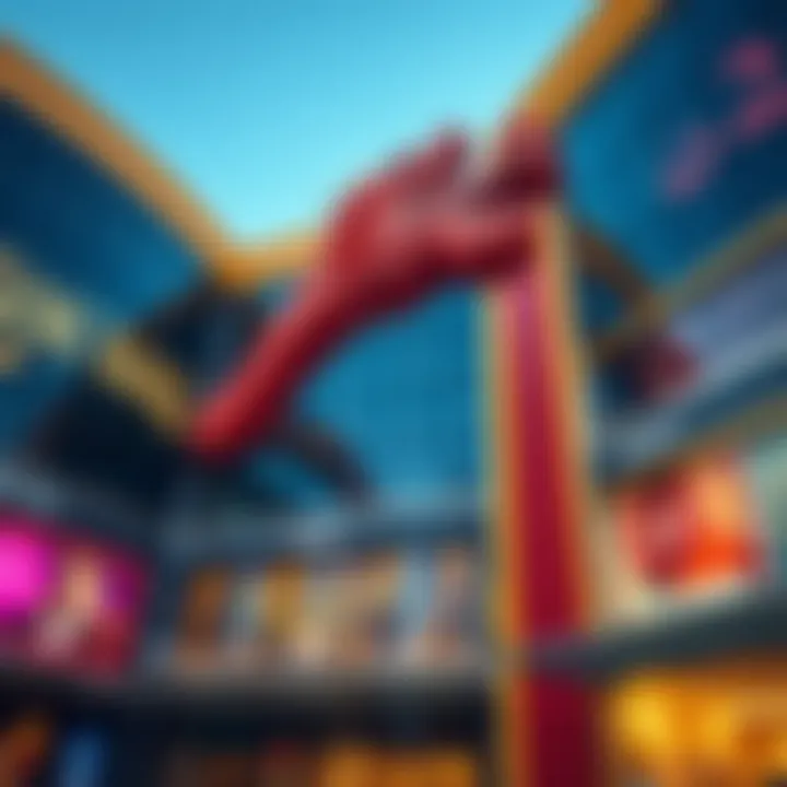 Architectural details of Dragon Mall's façade