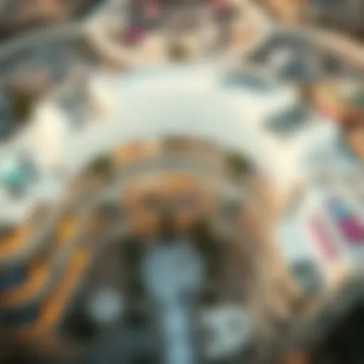 Aerial view of a modern outlet mall in Dubai showcasing its architectural design
