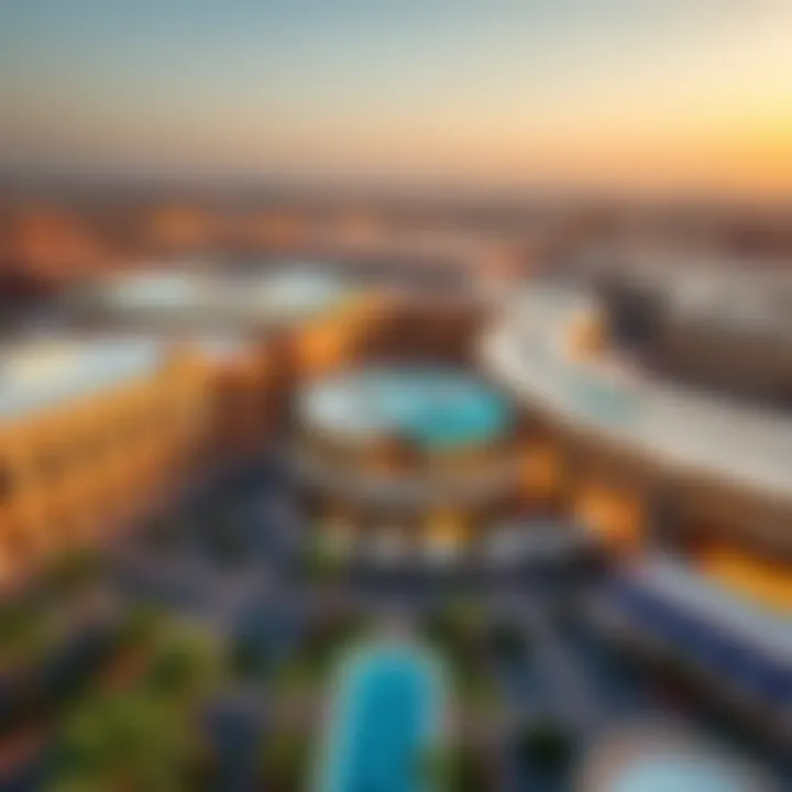 Aerial view of Ibn Battuta Mall and surrounding area in Dubai