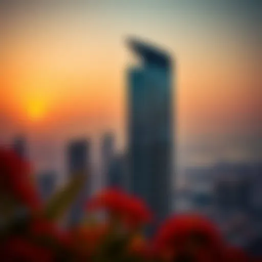 Stunning view of Mahimat Tower at sunset