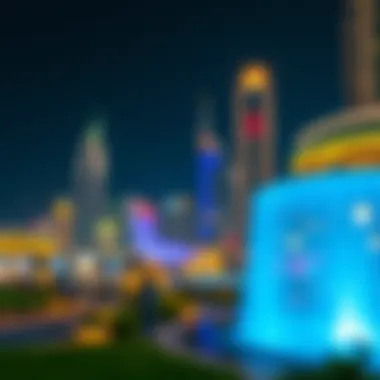 Night Illumination of Mohammed Bin Rashid City Nighttime illumination highlighting the architectural brilliance of the city