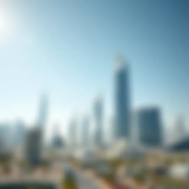 Artistic rendering of the futuristic skyline of Mohammed Bin Rashid City