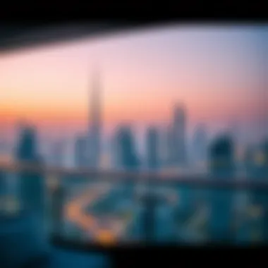 View of Dubai skyline from a studio balcony