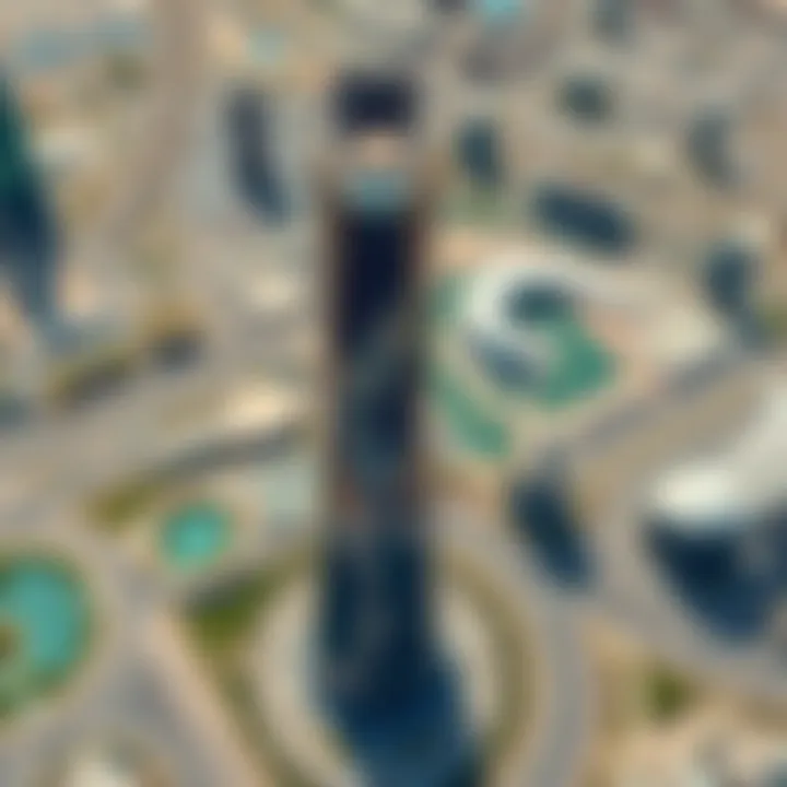 Aerial view of Opal Tower with surrounding amenities and infrastructure