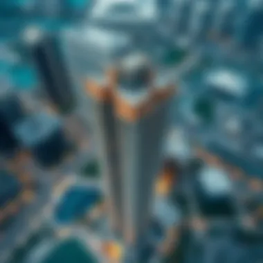 Aerial view of Park Place Tower highlighting its architectural design