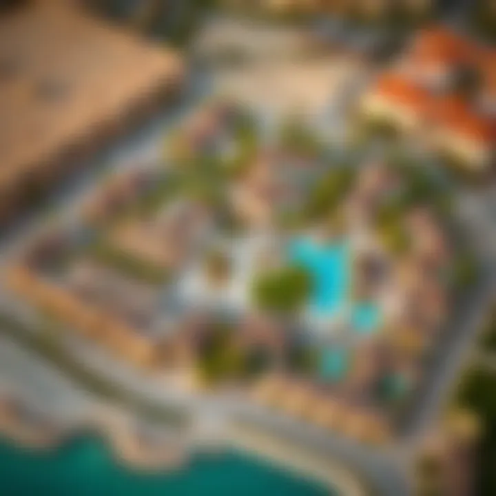 An aerial shot of a ranch community in Dubai illustrating the unique layout and amenities offered