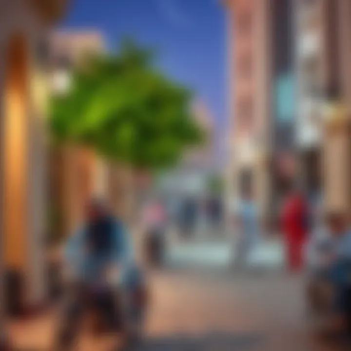 A vibrant community scene in Sharjah Muwailah highlighting demographic diversity