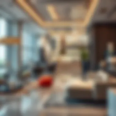 Trendy architectural designs displayed in a modern showroom
