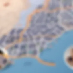 A detailed map showcasing South Dubai's real estate districts