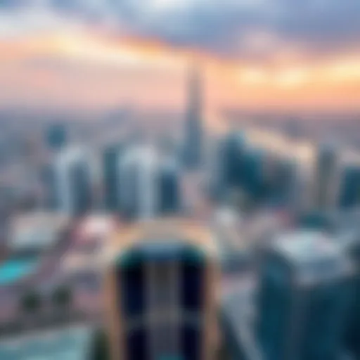 Aerial view of Tecom Dubai showcasing its modern architecture