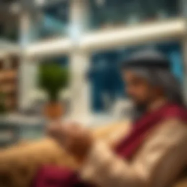 An expatriate reviewing banking options on a tablet