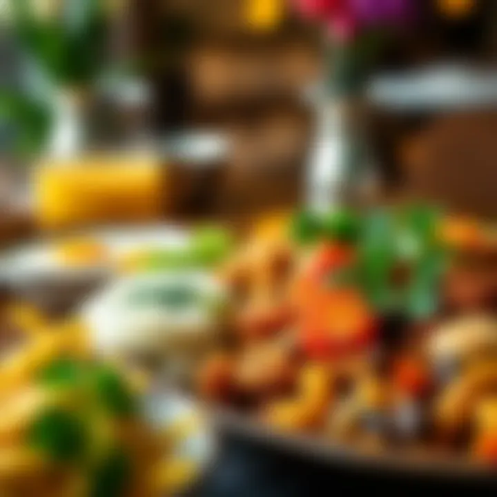 A close-up of a traditional Emirati breakfast dish, showcasing its vibrant colors and textures