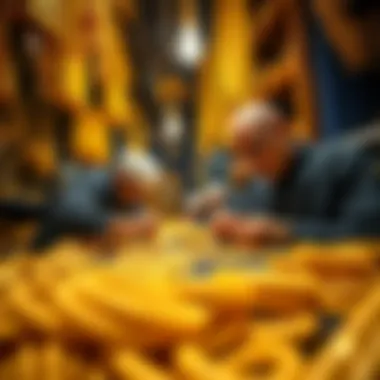 Masterful Artistry in Gold Craftsmanship Artisans crafting gold pieces