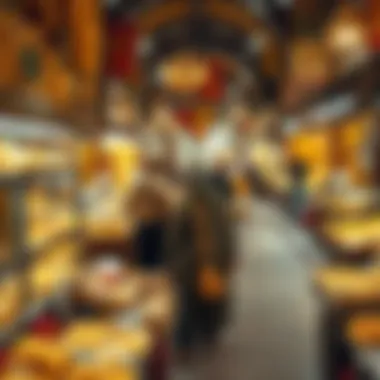 Lively Trading Environment in the Gold Souk Vibrant market atmosphere filled with gold shops