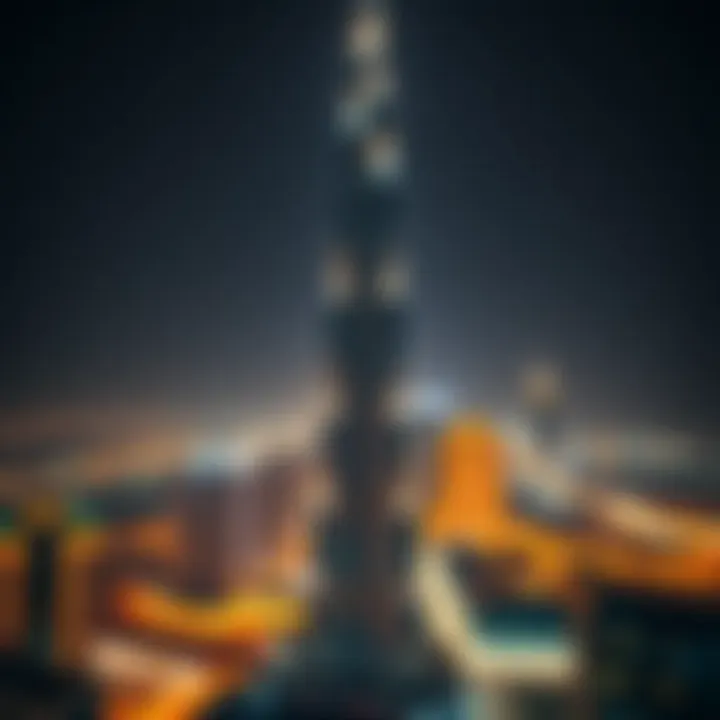 Night view of Burj Khalifa illuminated