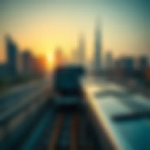 Dubai Metro train traversing the city skyline