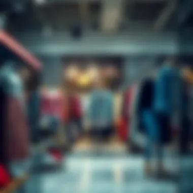 Trending Retail Fashions in Outlet Stores A dynamic display of trending retail fashions in an outlet store.