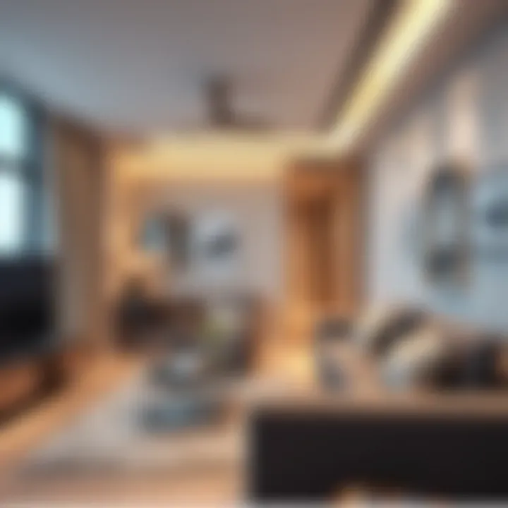 Interior design showcasing a modern apartment within The Waves, emphasizing elegance and comfort