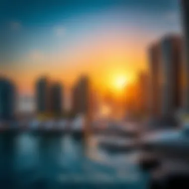 Sunset at Dubai Marina A vibrant sunset over Dubai Marina highlighting the lively atmosphere and waterfront lifestyle