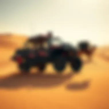 A thrilling desert safari experience showcasing dune bashing.