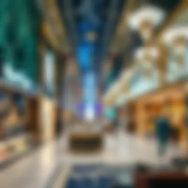 Luxurious shopping experience at the Dubai Mall with extravagant displays.