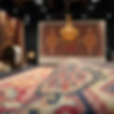 Cultural Heritage of the Emirates An intricately designed traditional Emirati carpet displayed at a cultural exhibition.