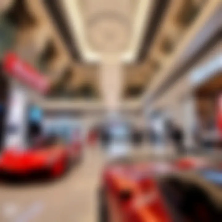 Luxurious shopping experience inside Ferrari Mall with high-end brands