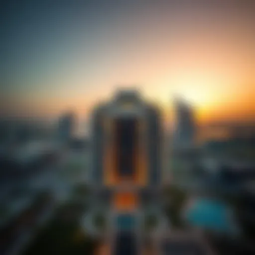 Aerial view of First Central Hotel showcasing its modern architecture and surroundings